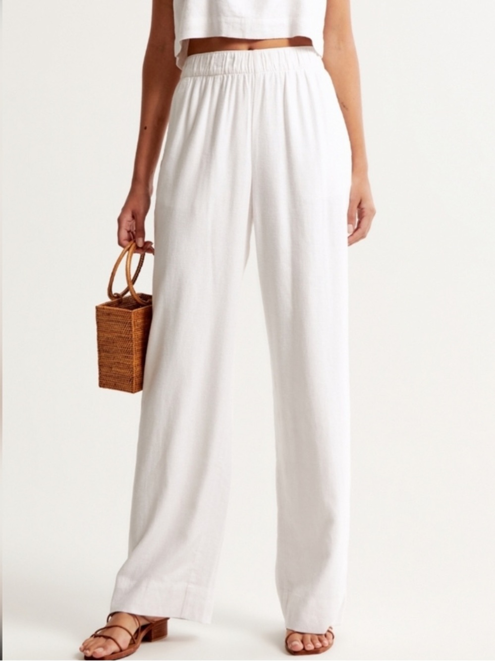 Abercrombie & Fitch White Linen Pull On Pant